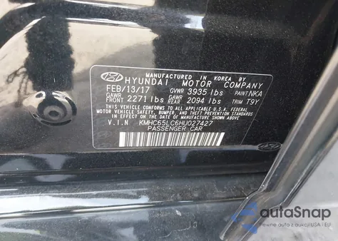 2017 Hyundai Ioniq Hybrid Blue из США, поврежденный, VIN KMHC65LC6HU027427